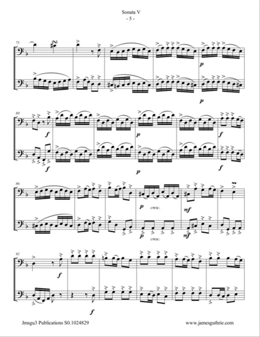 Handel: Sonata No. 5 for Euphonium Duo Brass Duet scores gallery preview page 5