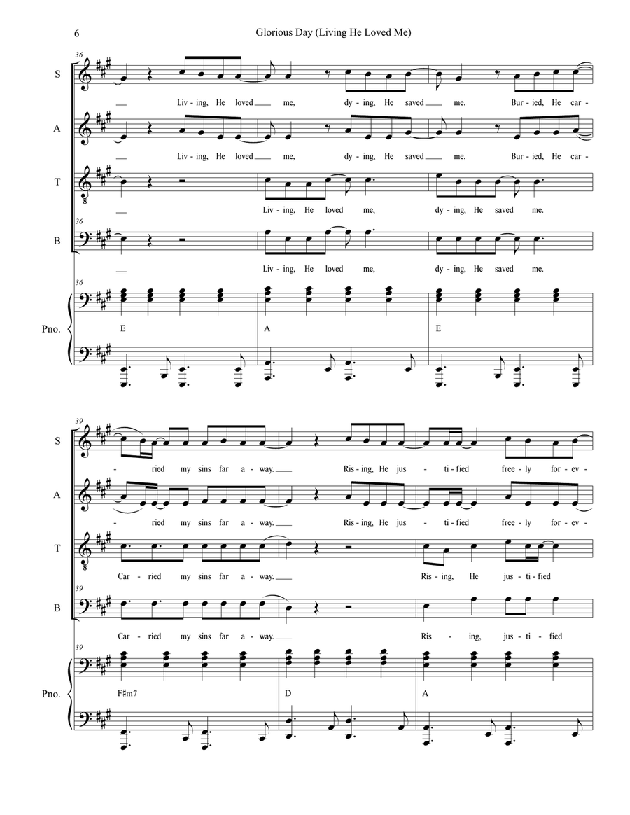 Glorious Day (living He Loved Me) Piano, Vocal scores gallery preview page 6