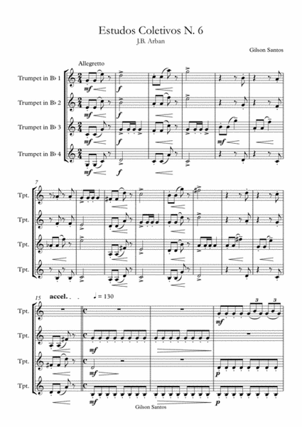 Collective Studies N. 6 of the Method for Trumpet J.B. Arban. Estudos Coletivos N. 6 J. B. Arban image number null