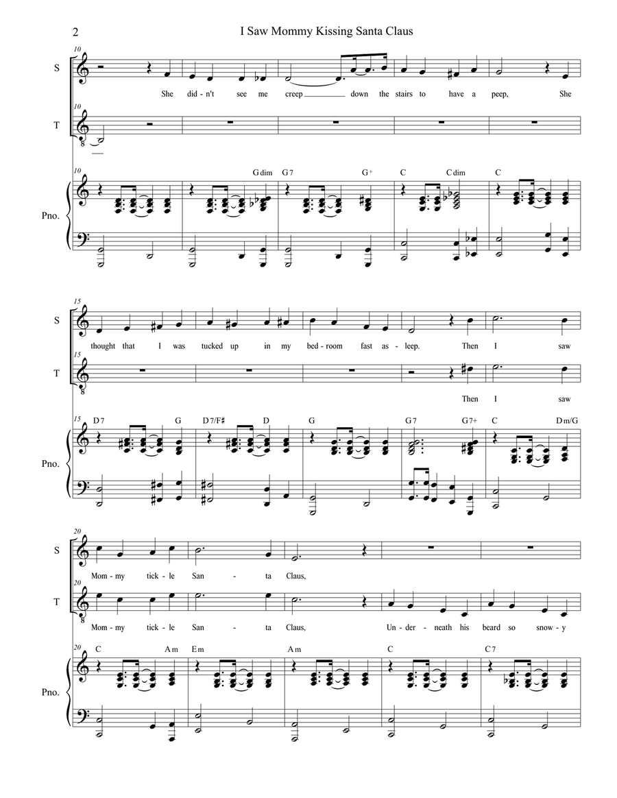 I Saw Mommy Kissing Santa Claus Tenor Voice scores gallery preview page 2