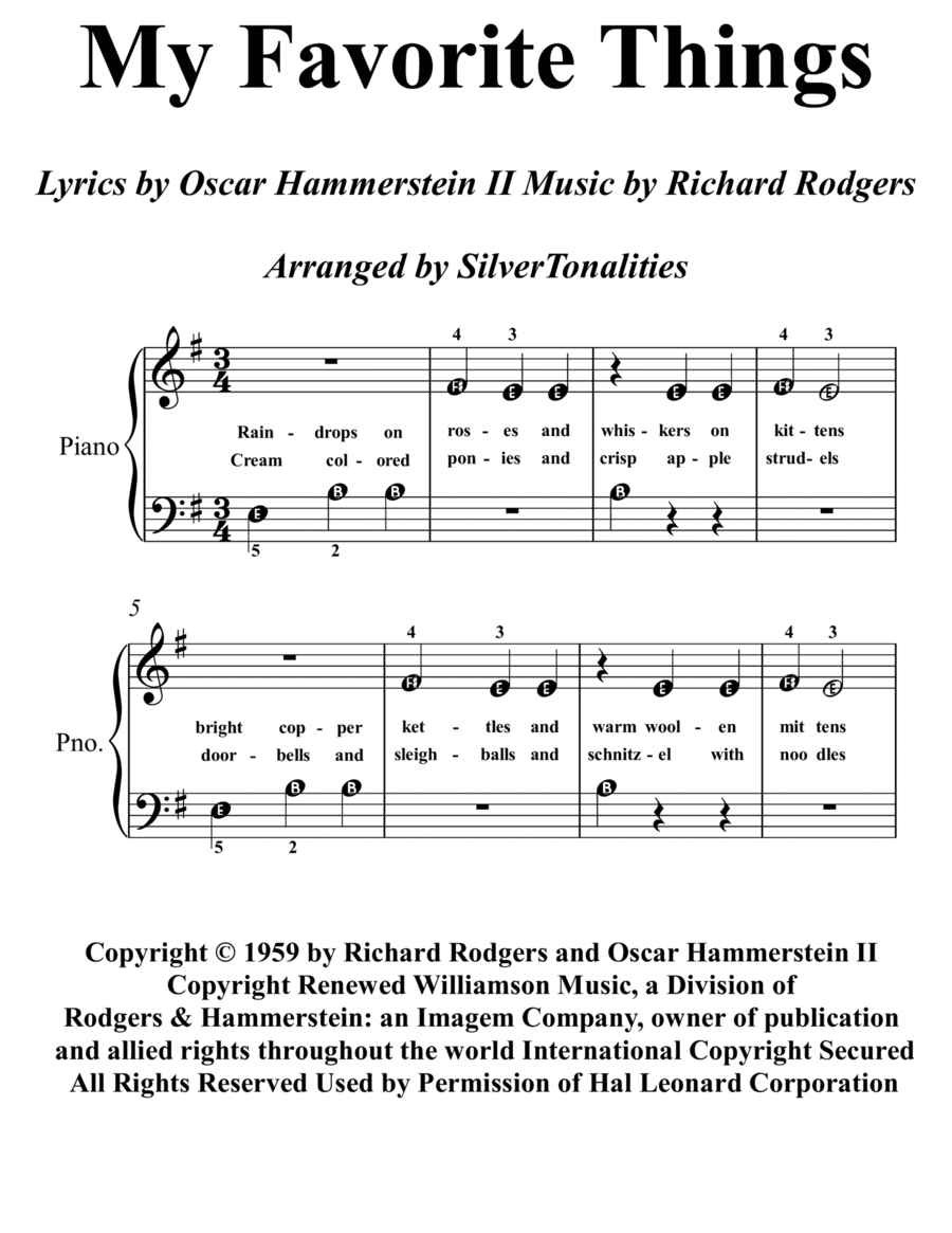 My Favorite Things My Favorite Things Easy Piano scores gallery preview page 1