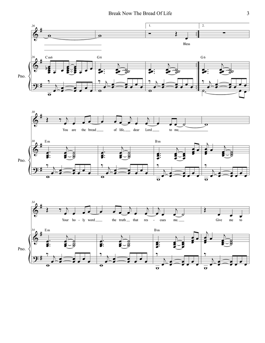 Break Now The Bread Of Life (for Vocal Solo) Piano, Vocal scores gallery preview page 3