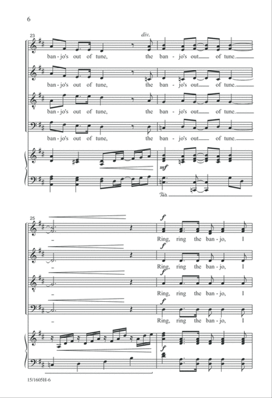 Ring, Ring the Banjo 4-Part scores gallery preview page 6