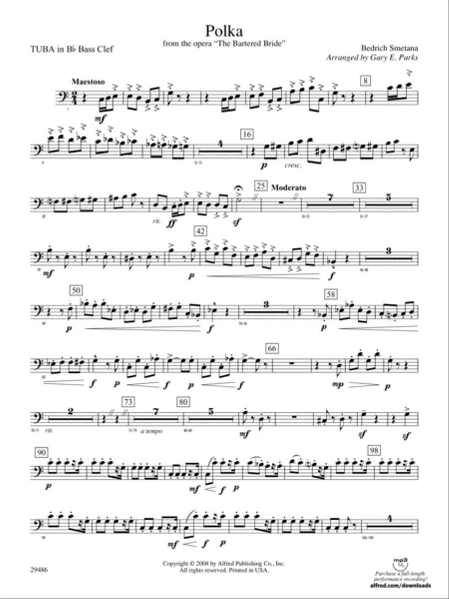 Polka from The Bartered Bride: (World Part) B-flat Tuba B.C. Concert Band scores gallery preview page 1