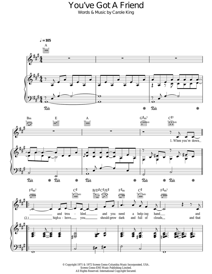 You've Got A Friend Piano, Vocal, Guitar scores gallery preview page 1