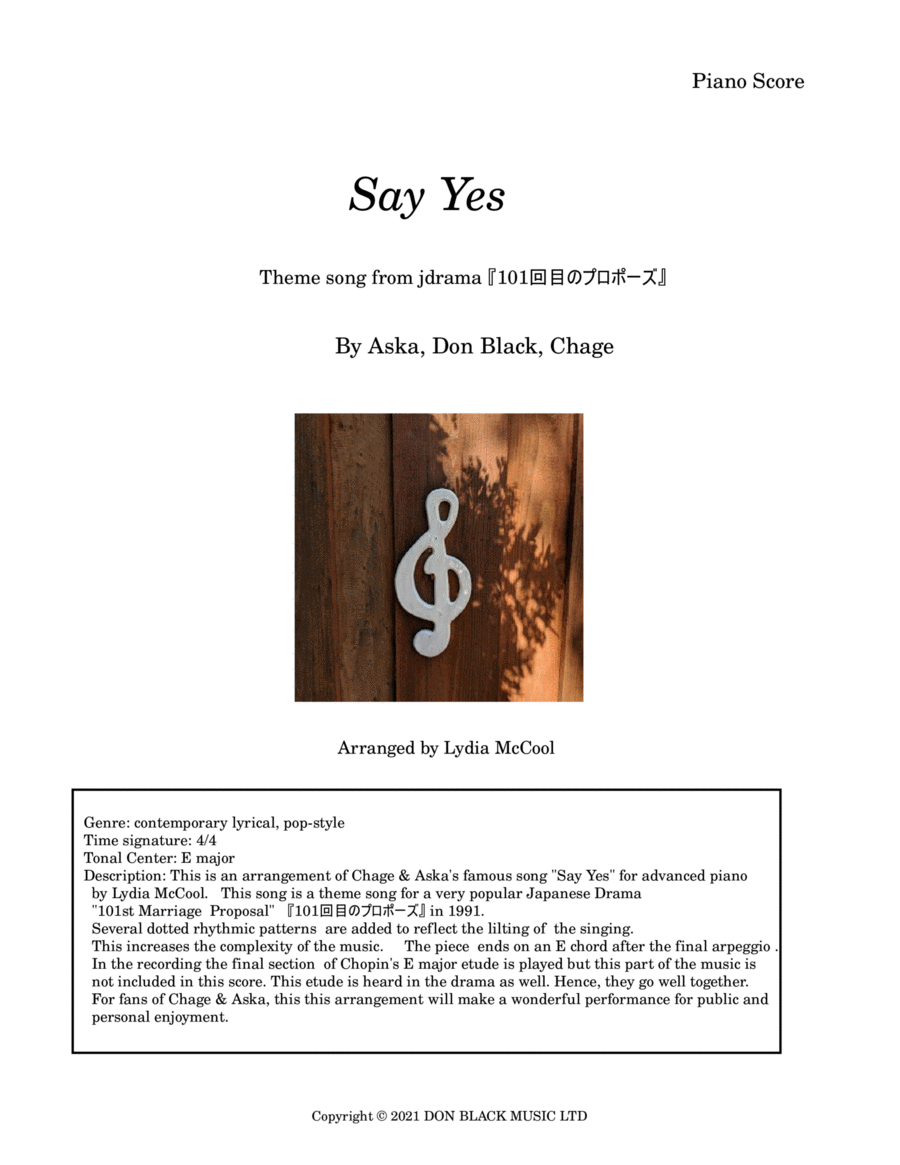 Say Yes Piano Solo scores gallery preview page 1