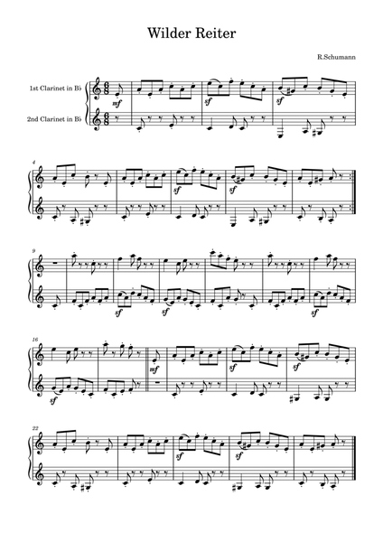 R.Schumann: Wilder Reiter for two clarinets
