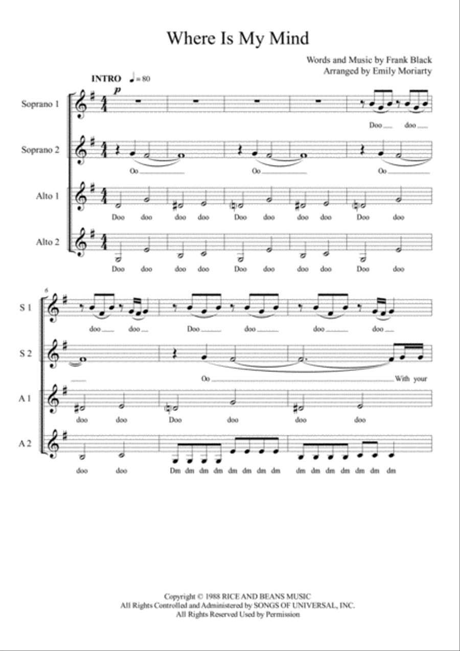 Where Is My Mind? SSAA scores gallery preview page 1