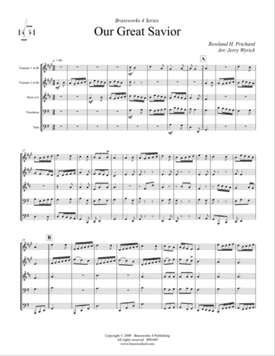Our Great Savior Brass Quintet scores gallery preview page 2