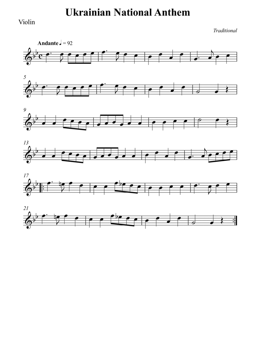 Ukrainian National Anthem - Violin image number null
