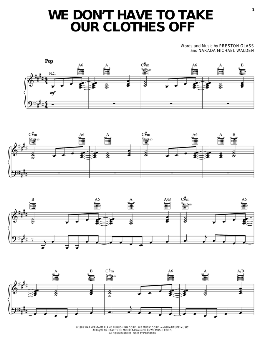 We Don't Have To Take Our Clothes Off Piano, Vocal, Guitar scores gallery preview page 1