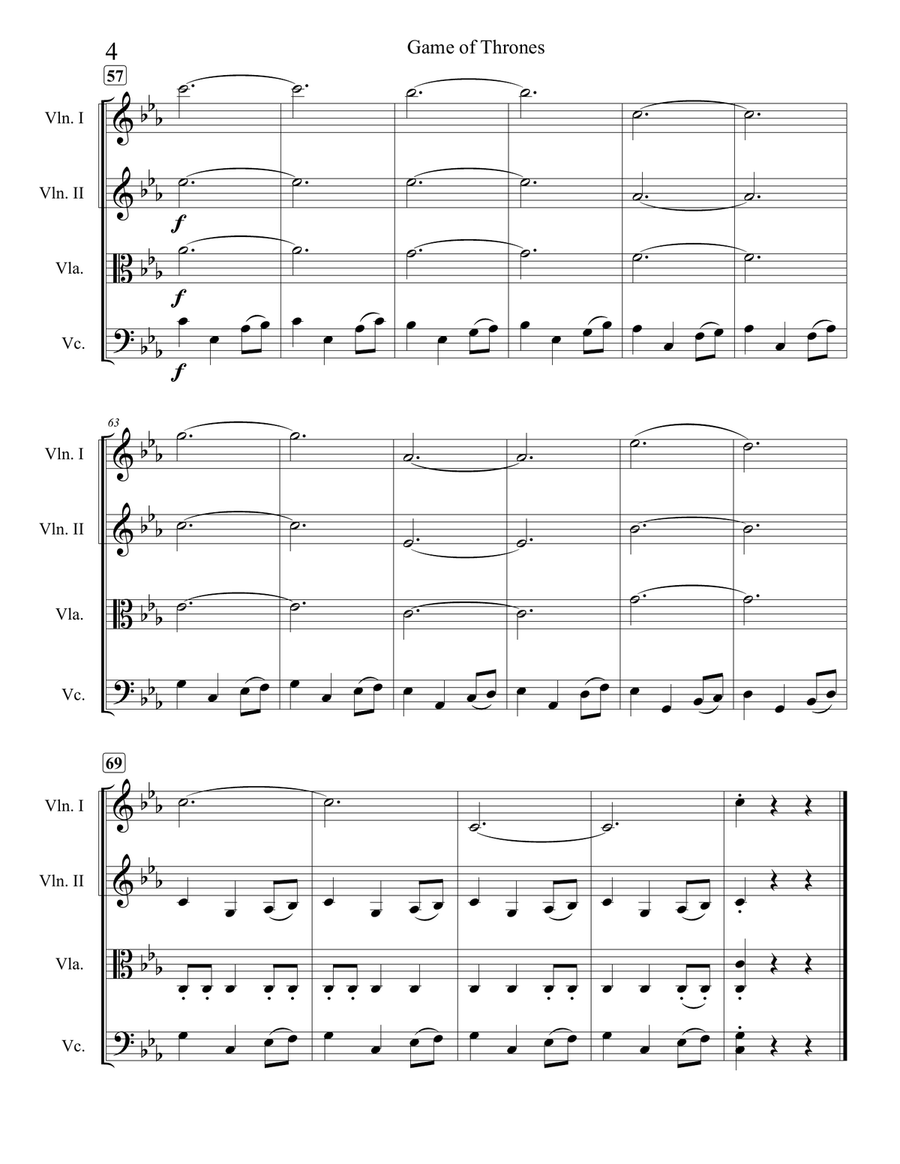 Game Of Thrones String Quartet scores gallery preview page 4
