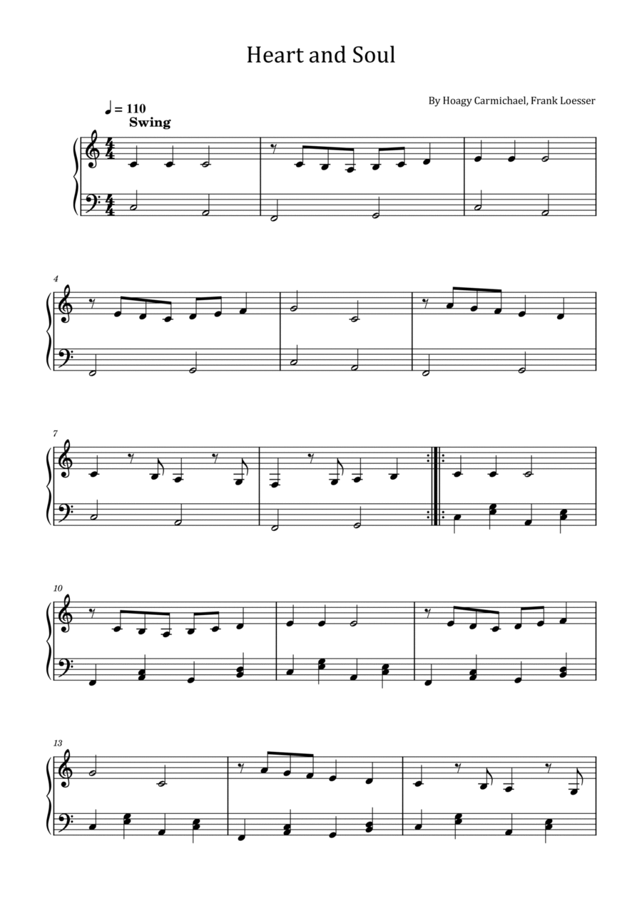 Heart And Soul Easy Piano scores gallery preview page 1