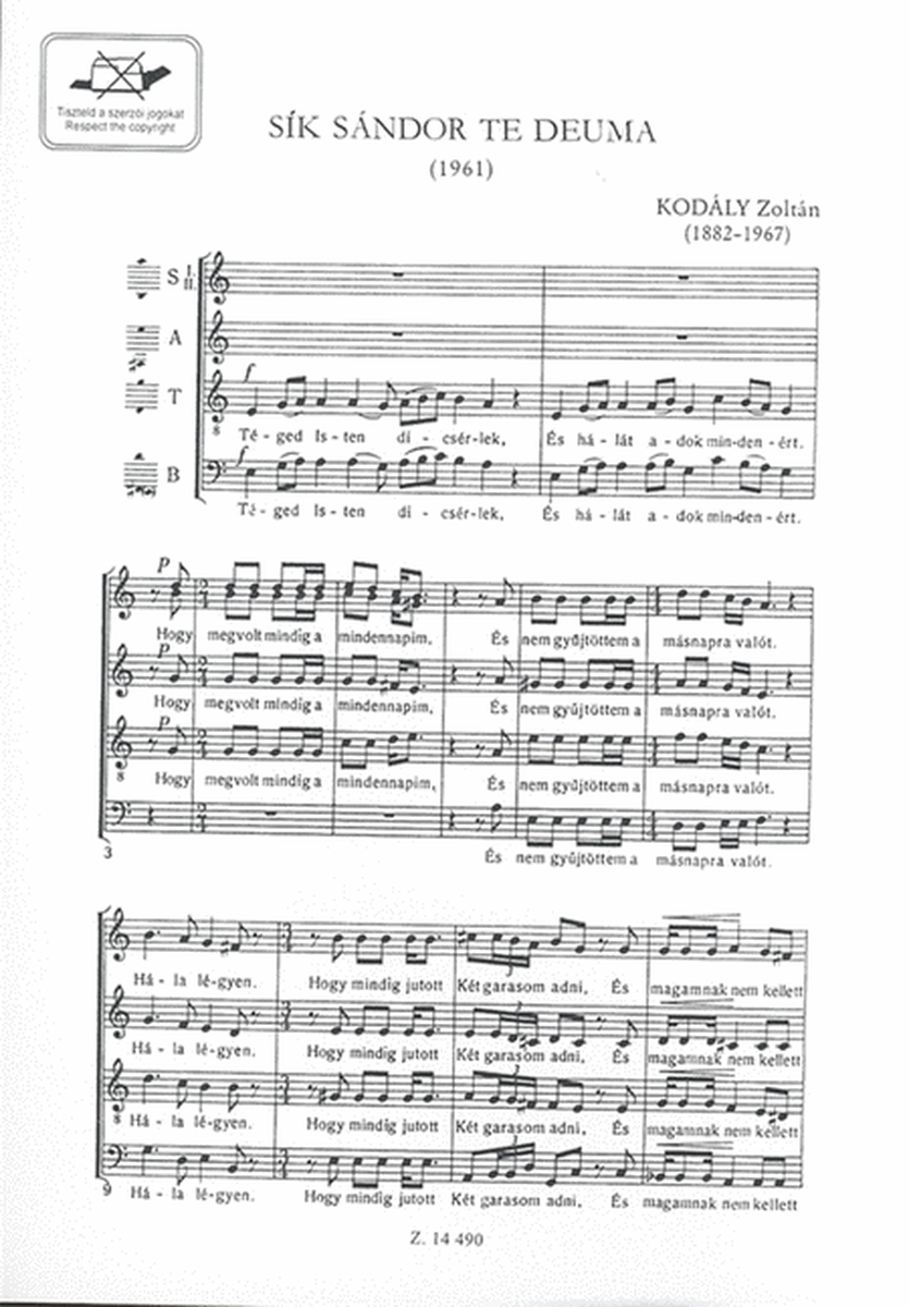 Sík Sandor te Deuma für gemischten Chor
