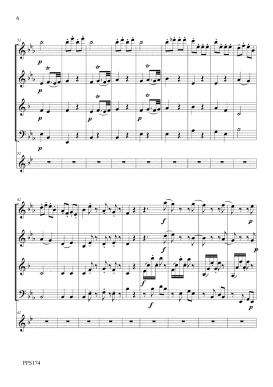HAYDN DIVERTIMENTO IN Eb arranged for wind quintet Woodwind Quintet scores gallery preview page 6