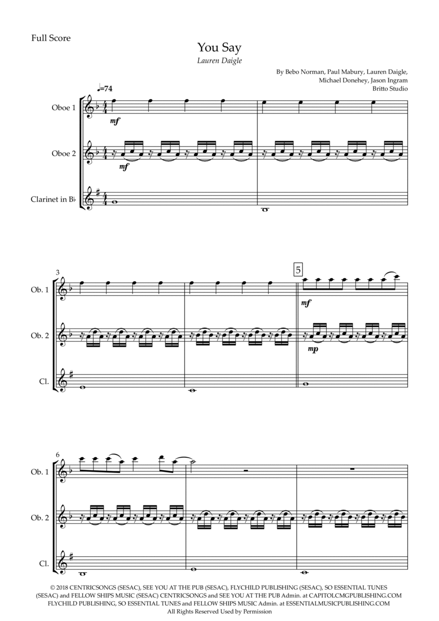 You Say You Say Woodwind Trio scores gallery preview page 1