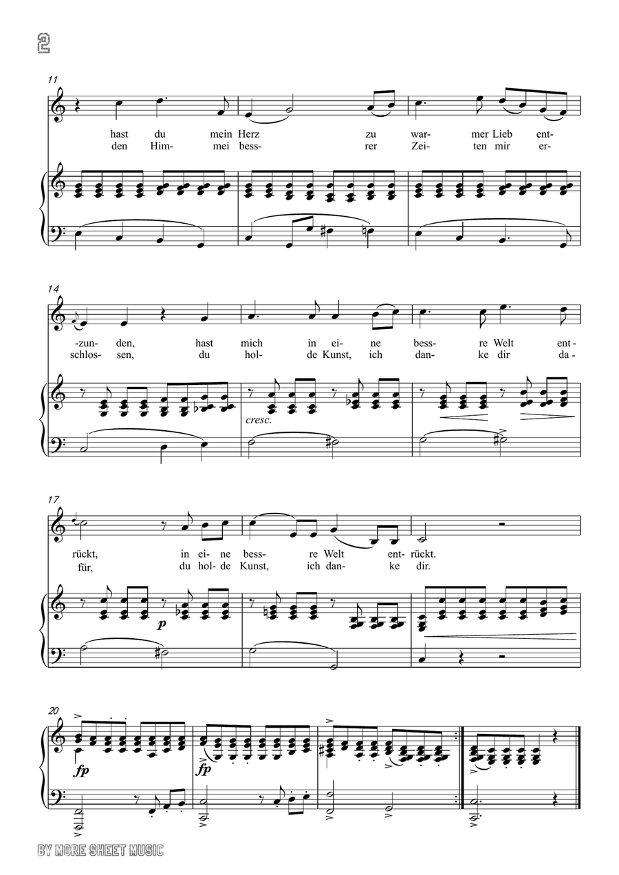 Schubert-An die Musik in C Major,for voice and piano Piano, Vocal scores gallery preview page 4