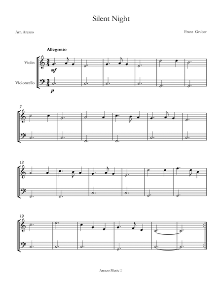 Silent Night for beginners violin and cello sheet music image number null