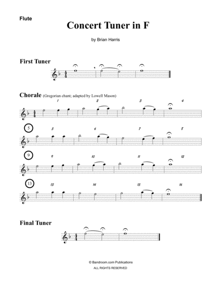 CONCERT TUNER IN F (young concert band warm up; very easy; score & parts & license) image number null