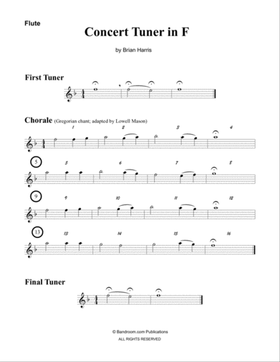 CONCERT TUNER IN F (young concert band warm up; very easy; score & parts & license) image number null