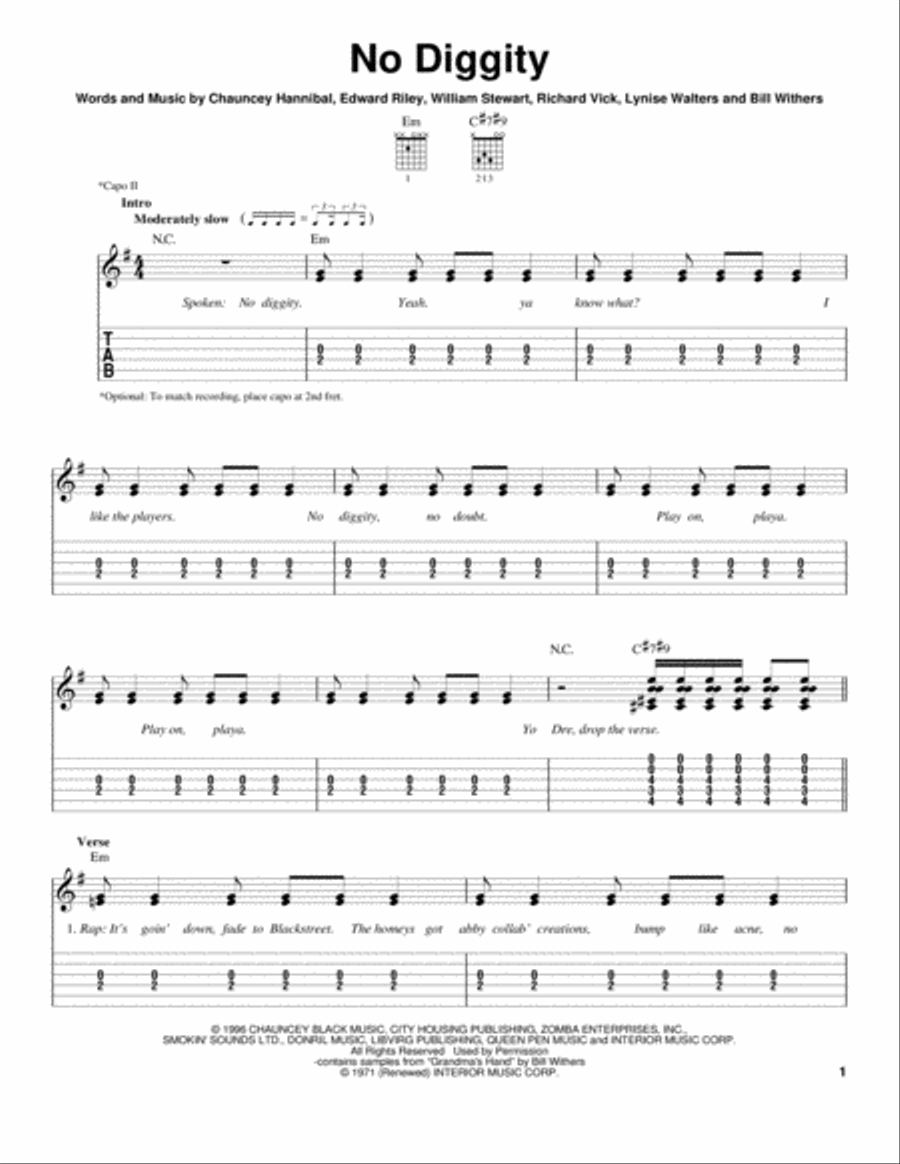 No Diggity No Diggity Acoustic Guitar scores gallery preview page 1