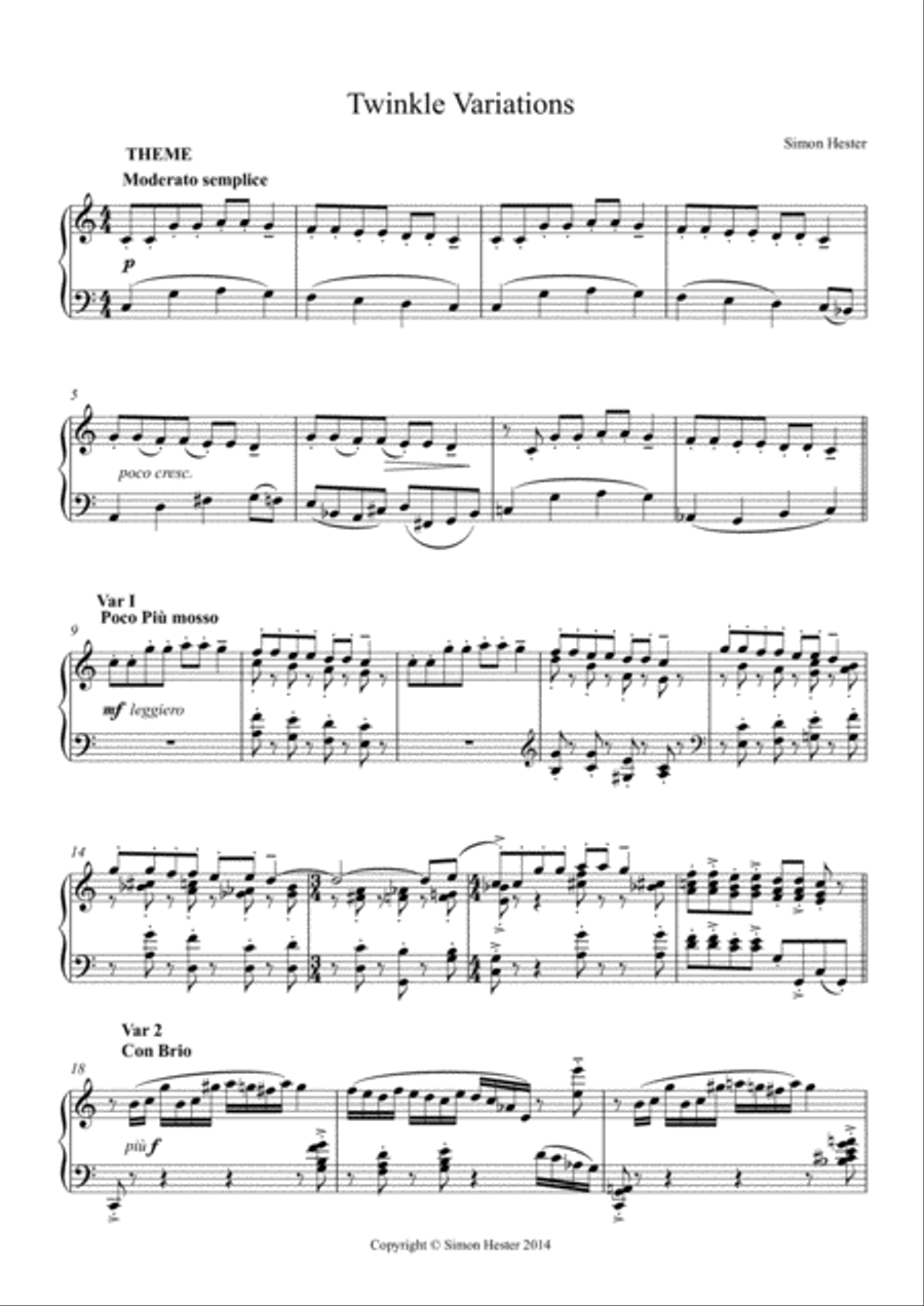 Twinkle Variations Piano Solo scores gallery preview page 1