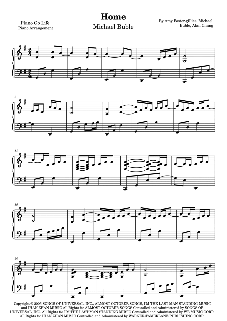 Home Home Piano Solo scores gallery preview page 1