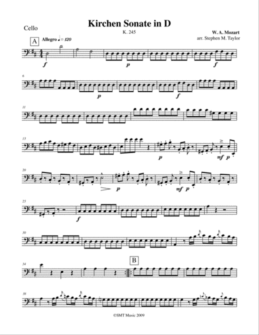 Mozart Church Sonata in D String Orchestra scores gallery preview page 1