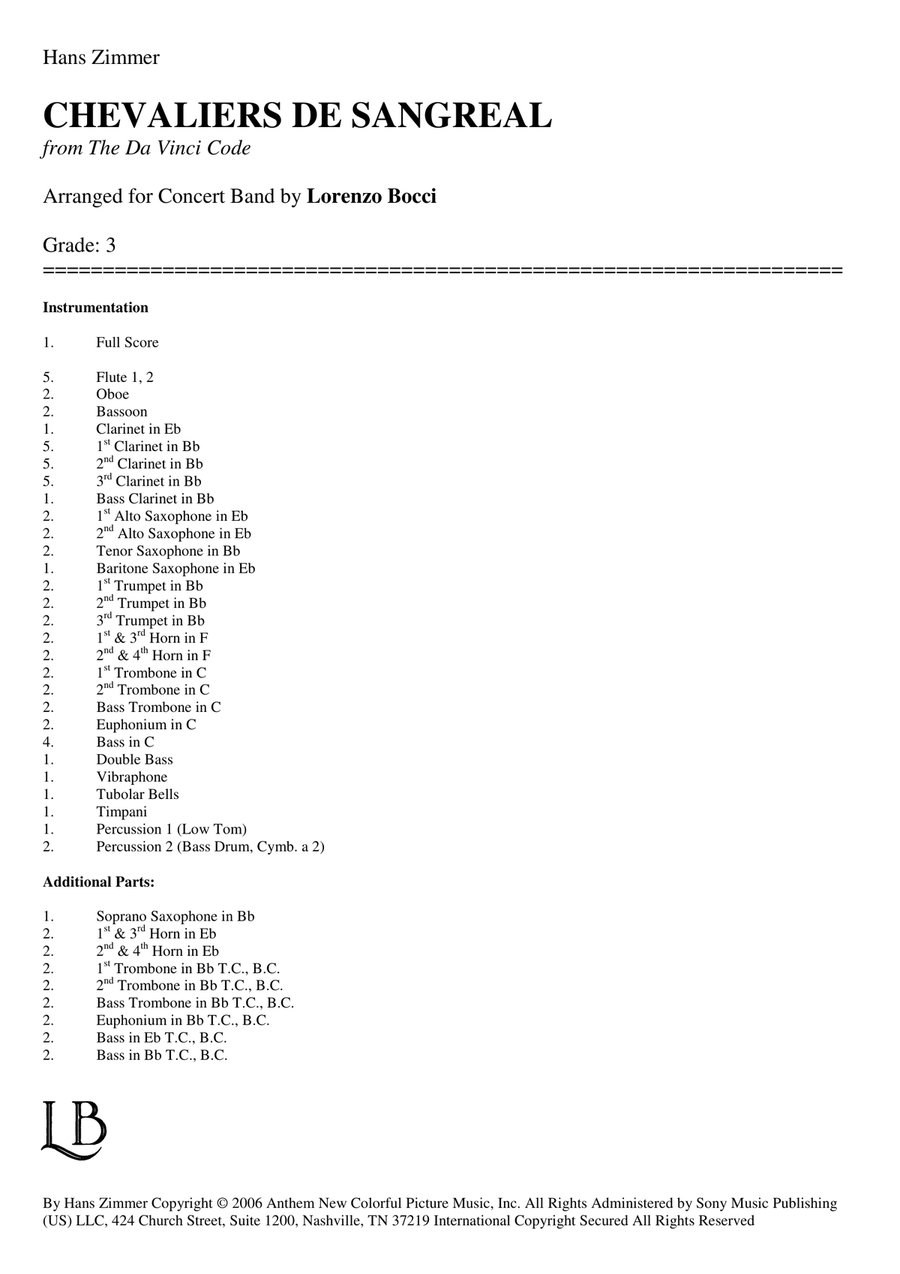 Chevalier De Sangreal Concert Band scores gallery preview page 2