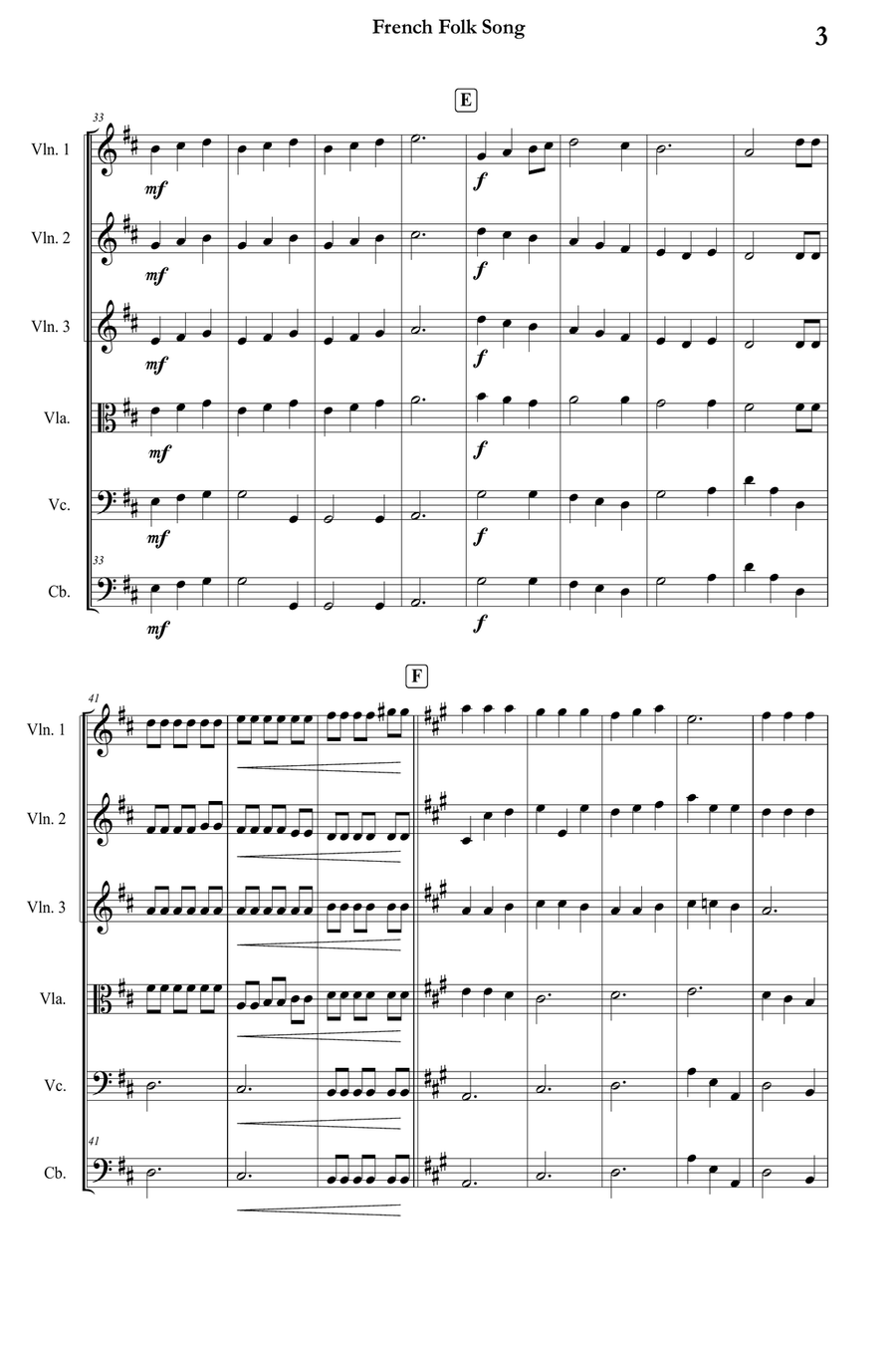French Folk Song for String Orchestra Chamber Music scores gallery preview page 3
