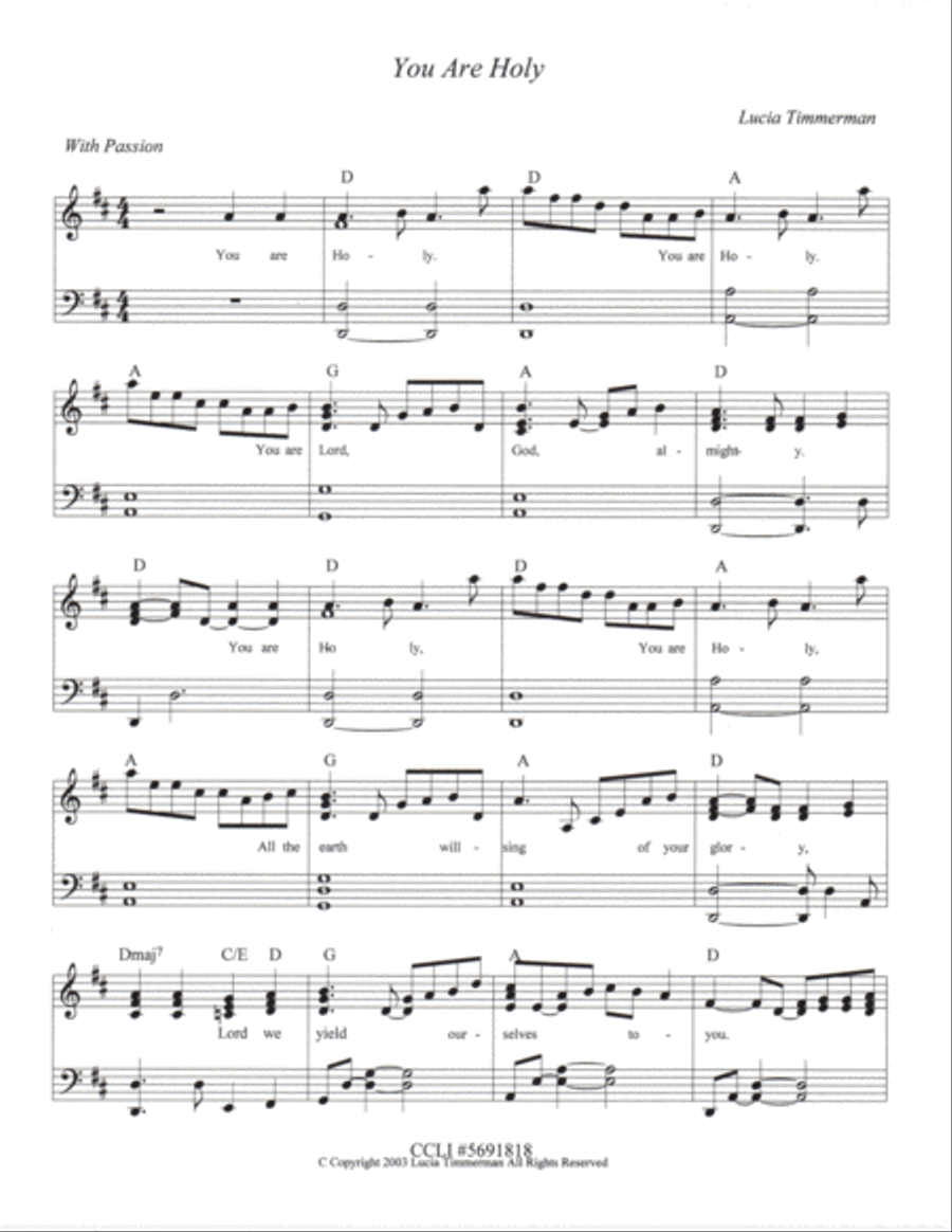 You Are Holy You Are Holy Voice scores gallery preview page 1