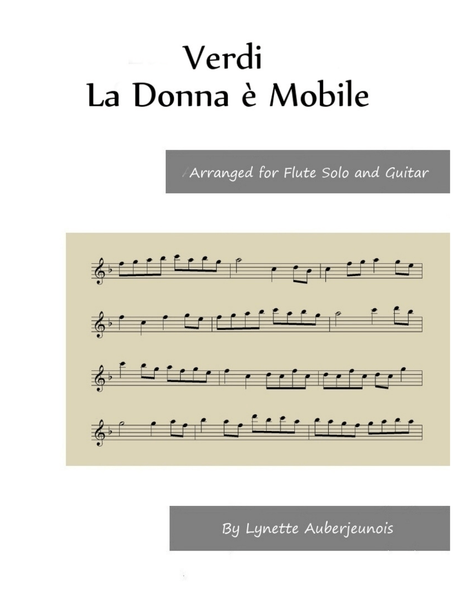 La Donna è Mobile - Flute Solo with Guitar Chords Chamber Music scores gallery preview page 1
