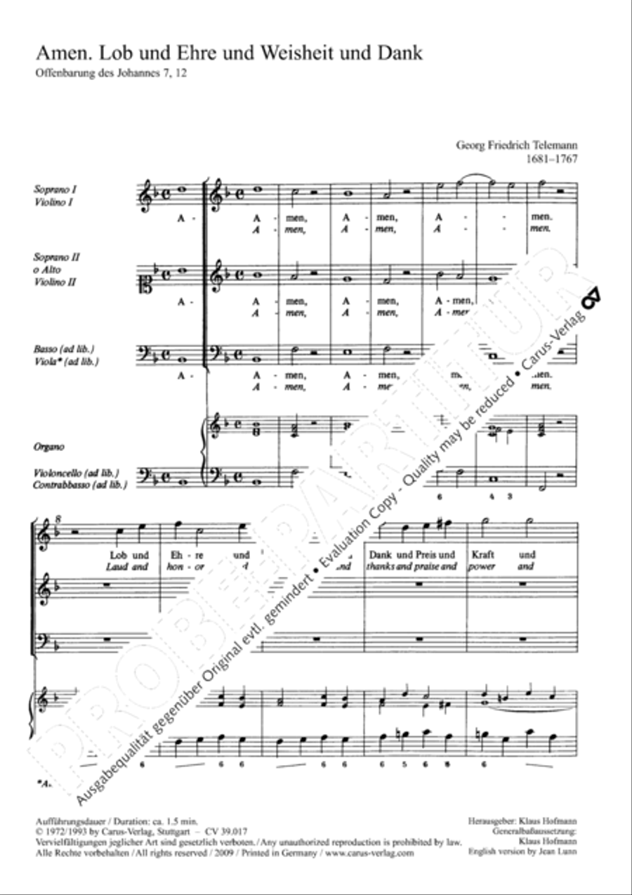 Amen. Laud and honor and wisdom and thanks (Amen. Lob und Ehre und Weisheit und Dank) SA scores gallery preview page 2