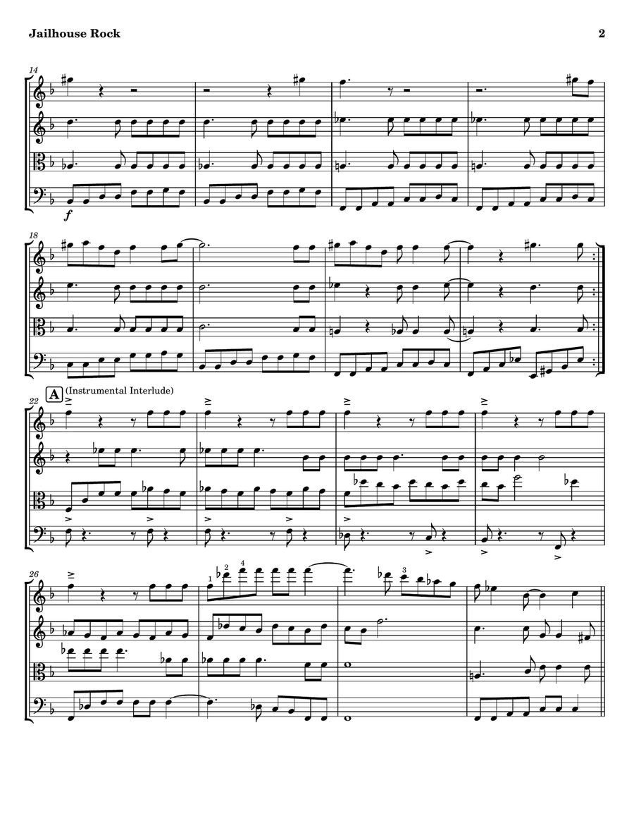 Jailhouse Rock String Quartet scores gallery preview page 2