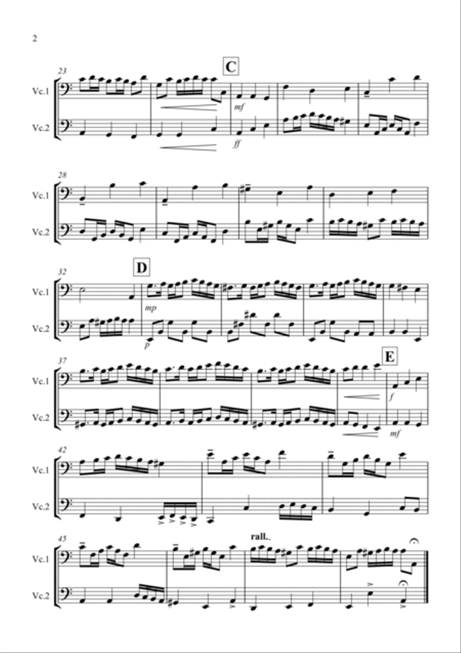 Rondeau (from Abdelazer) for Cello Duet String Duet scores gallery preview page 2