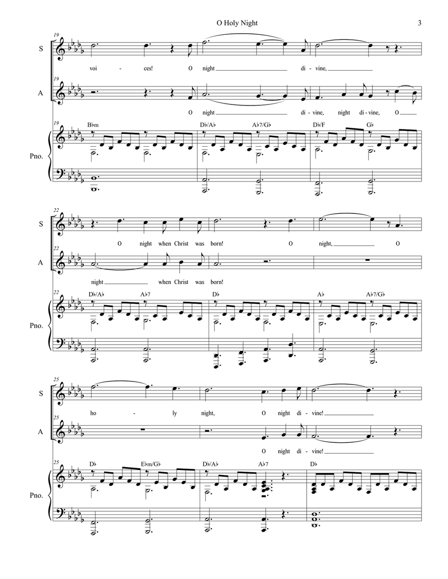 O Holy Night Duet for Soprano and Alto Solo by Adolphe Charles