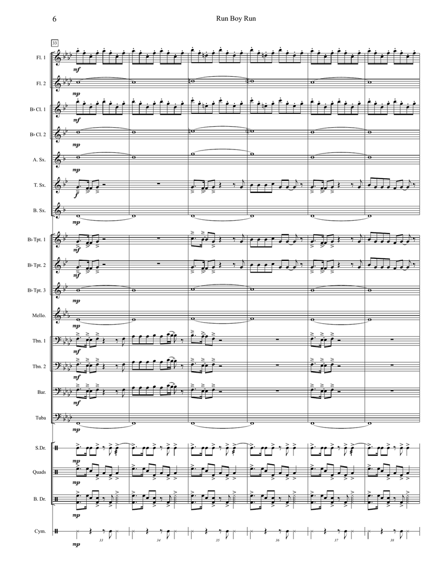 Run Boy Run Marching Band scores gallery preview page 6