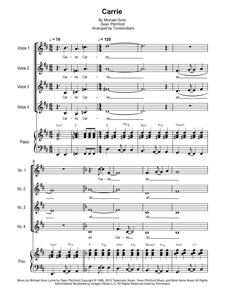 Carrie (Background Vocals) Voice scores gallery preview page 1