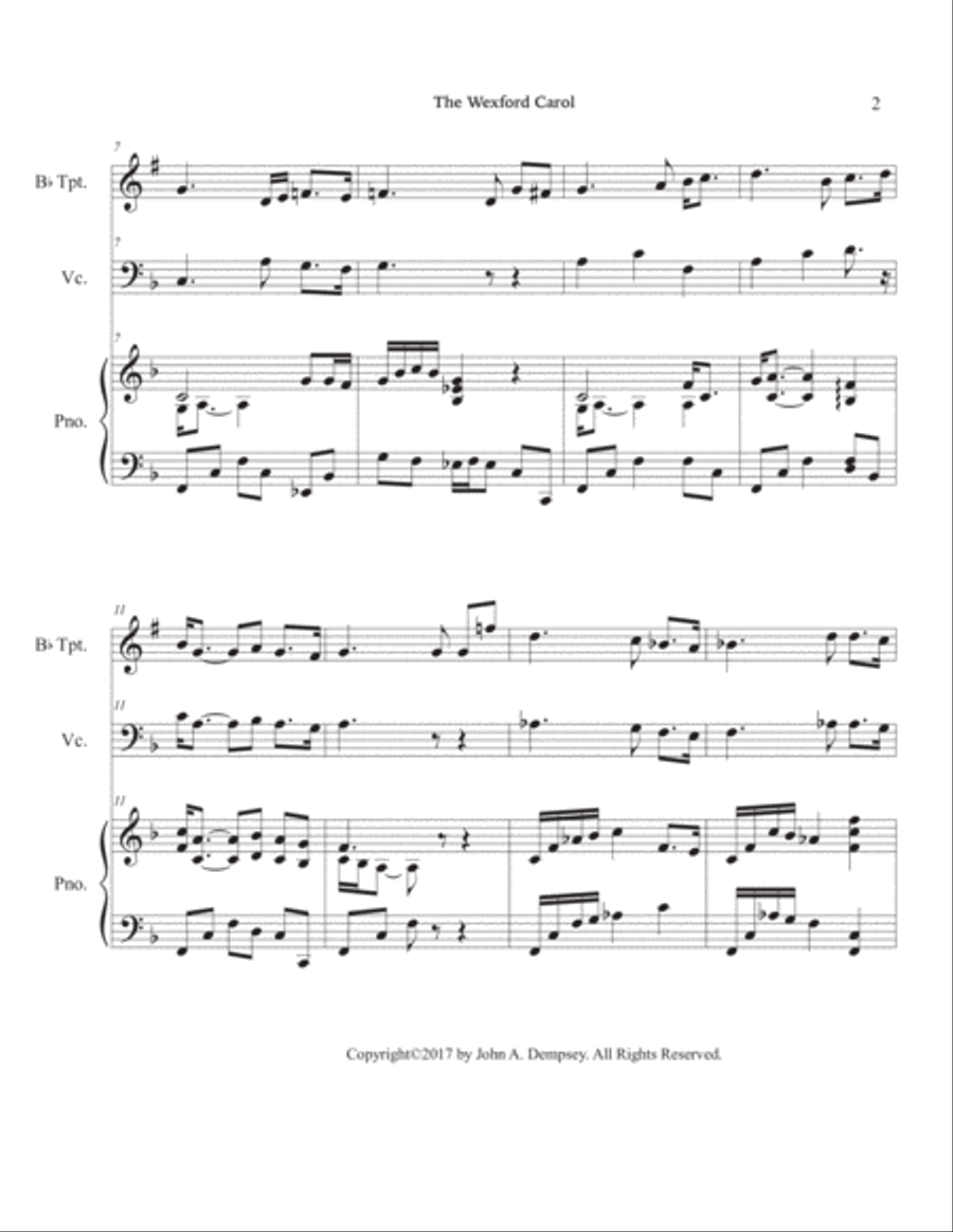 The Wexford Carol (Trio for Trumpet, Cello and Piano) Trumpet Trio scores gallery preview page 6