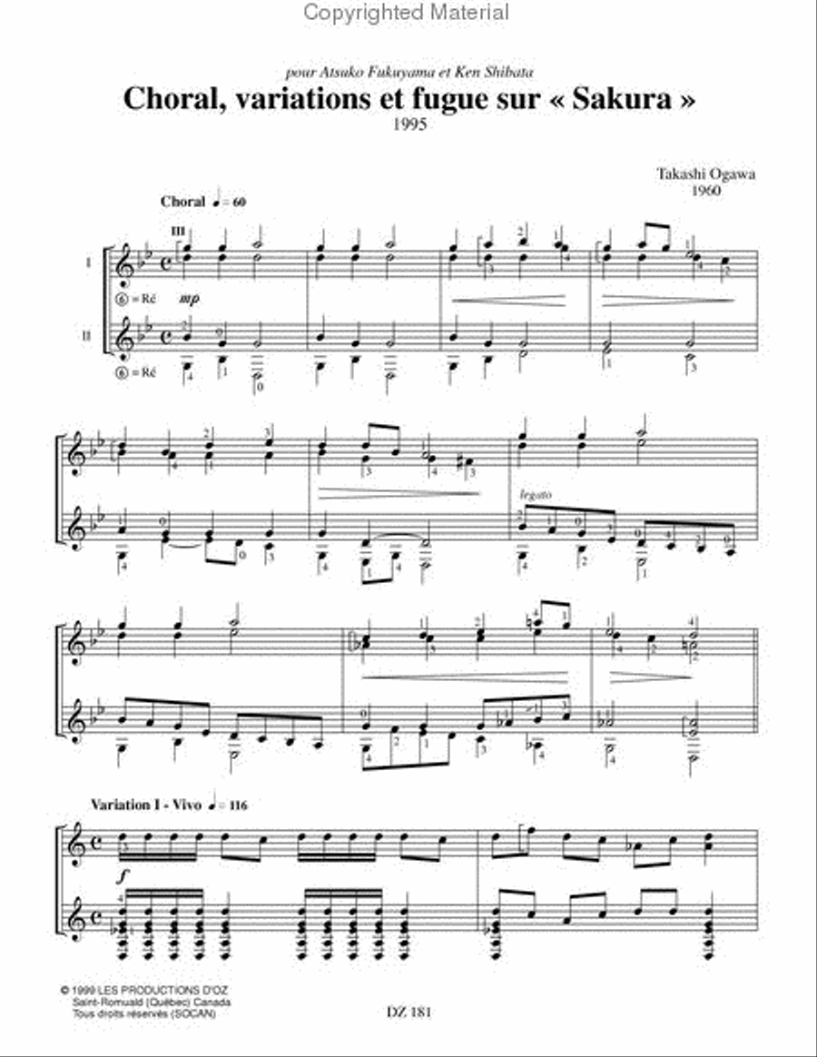Choral, variations et fugue sur « Sakura » Classical Guitar scores gallery preview page 2