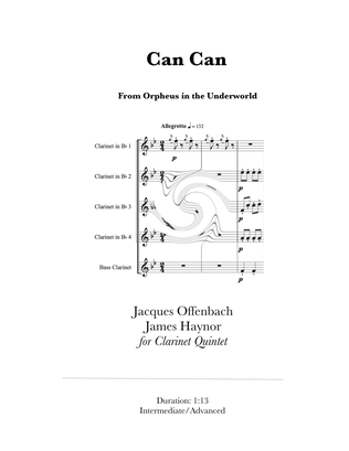 Can Can from Orpheus in the Underworld for Clarinet Quintet