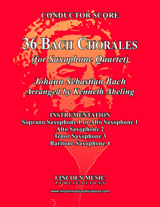Bach Four-Part Chorales - 36 in Set (for Saxophone Quartet SATB or AATB)