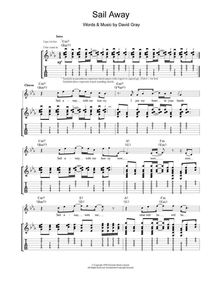 Sail Away Sail Away Acoustic Guitar scores gallery preview page 1