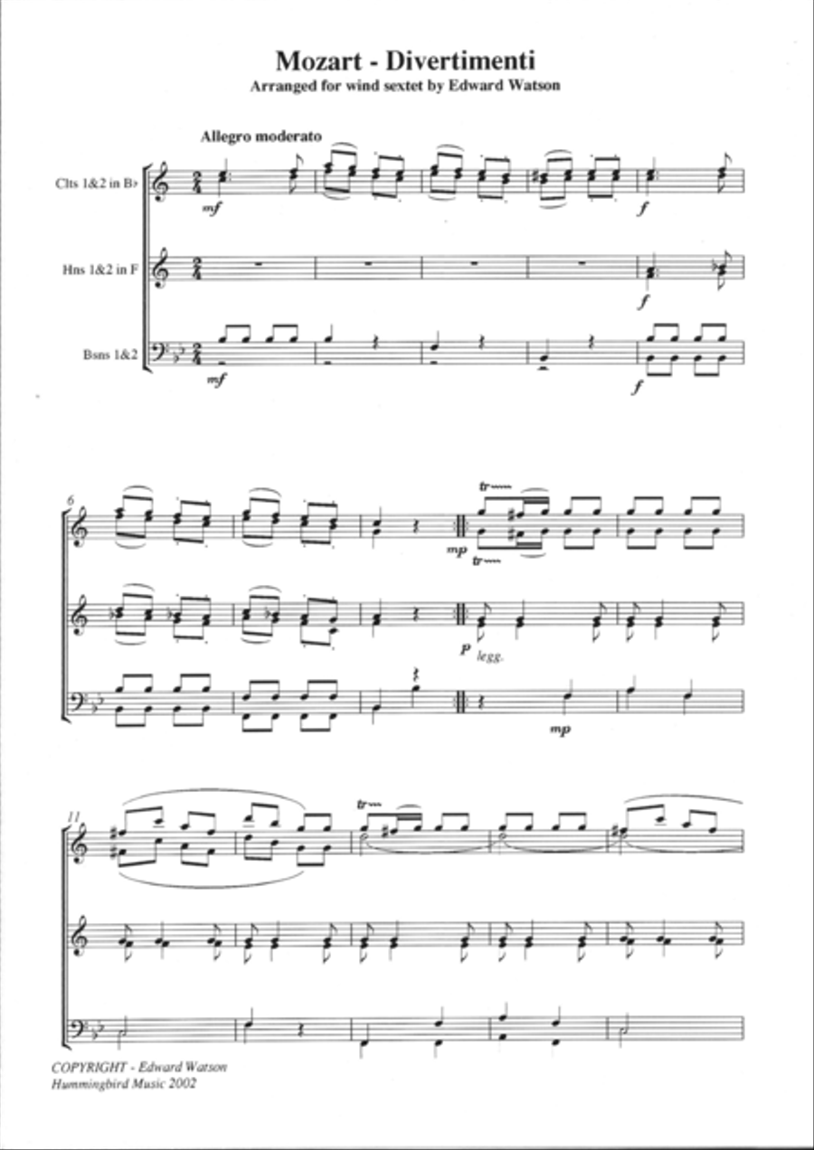 Mozart Divertimenti Bassoon scores gallery preview page 2