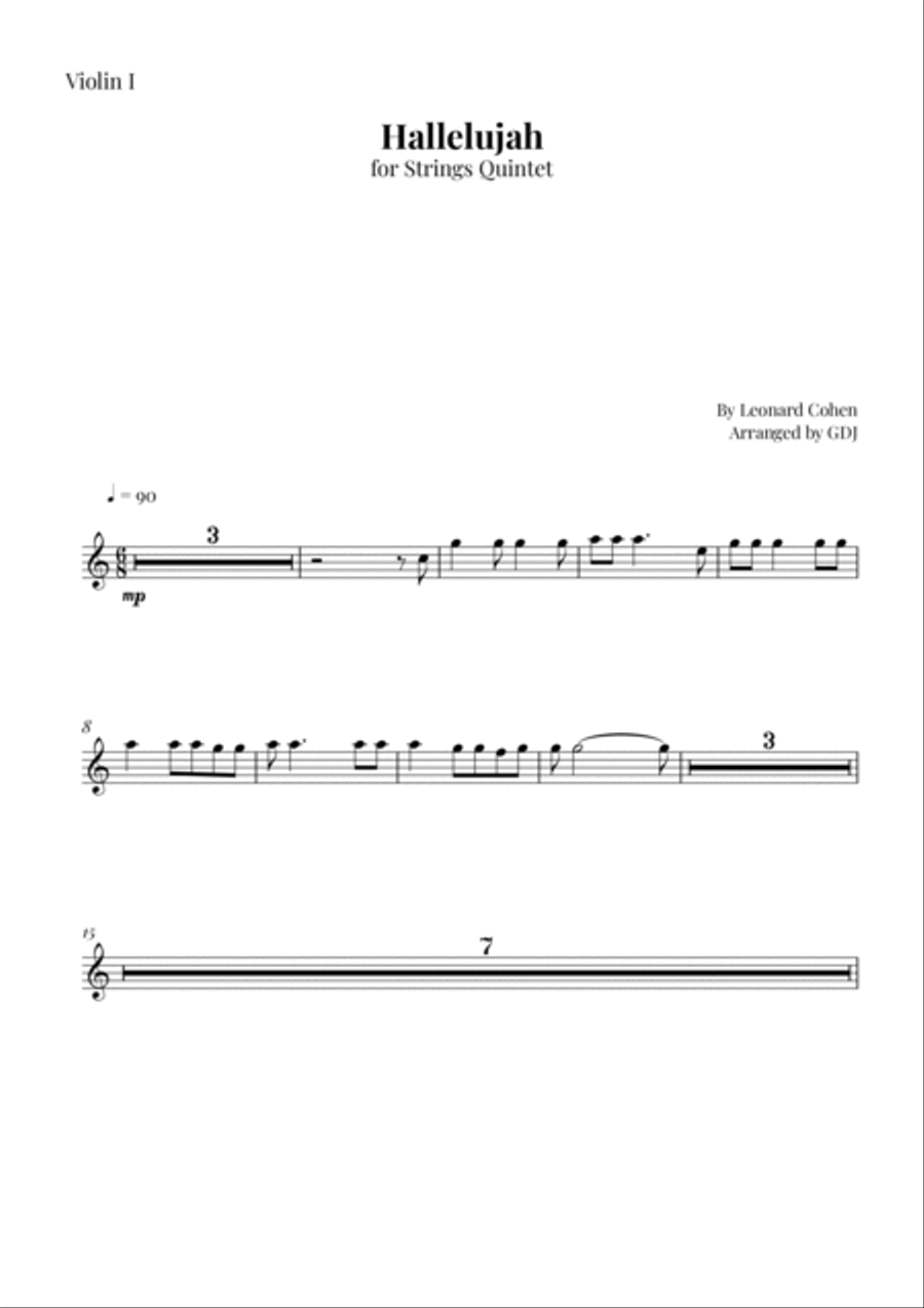 Hallelujah String Quintet scores gallery preview page 6