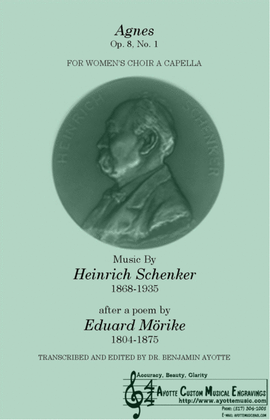 Book cover for Schenker - Agned, op. 8, no. 1 for women's chorus
