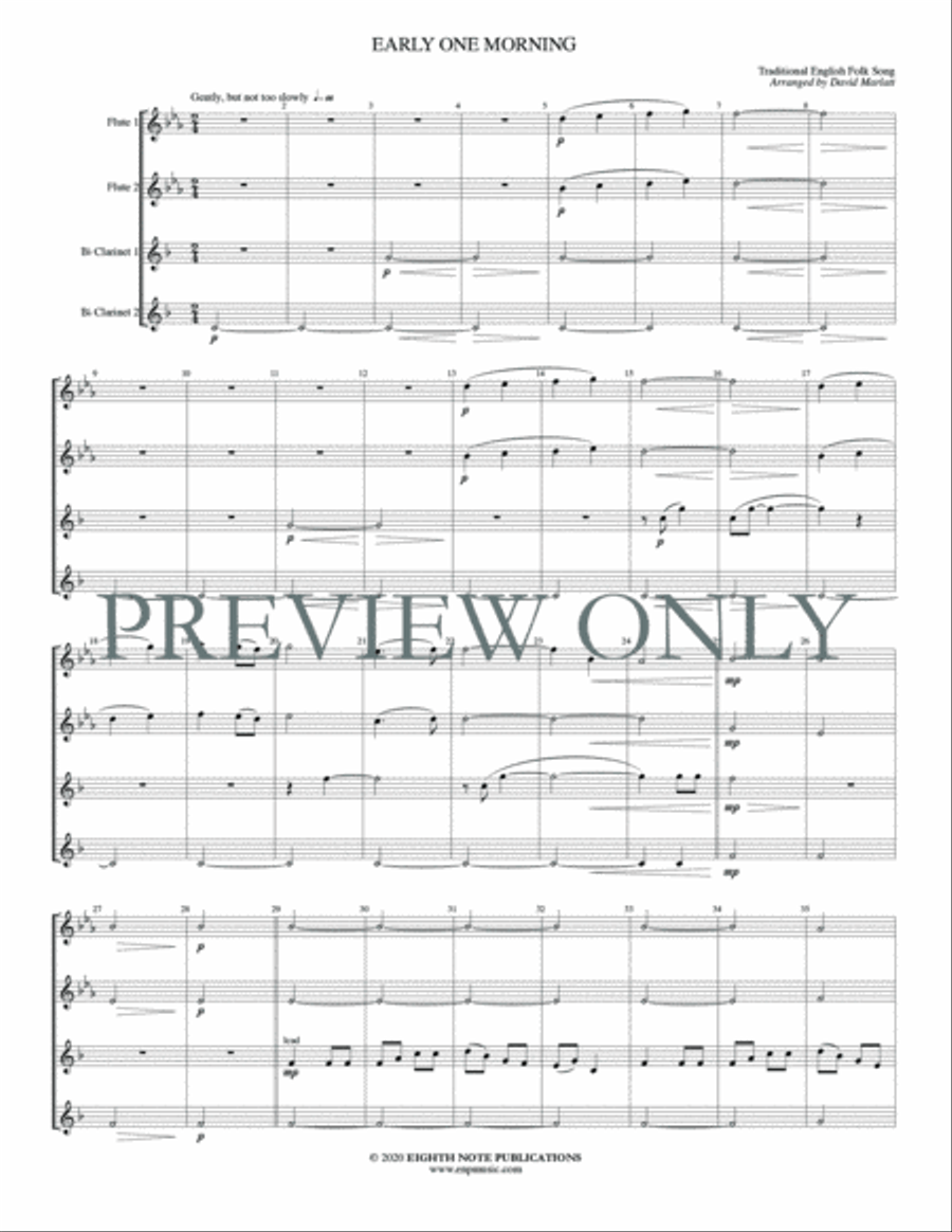 Early One Morning Woodwind Quartet scores gallery preview page 3