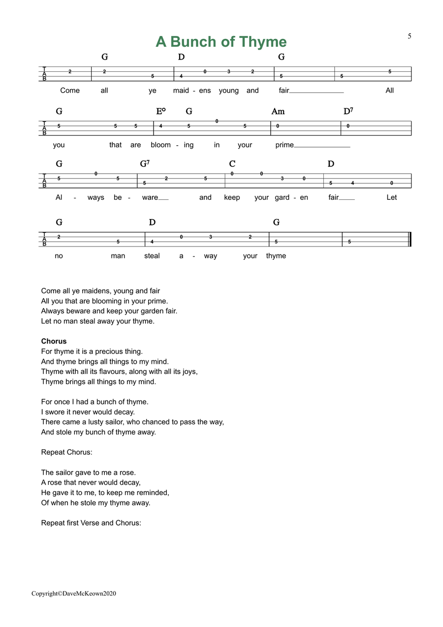 24 Favourite Songs of Ireland, for Mandolin Tab GDAE Mandolin scores gallery preview page 5