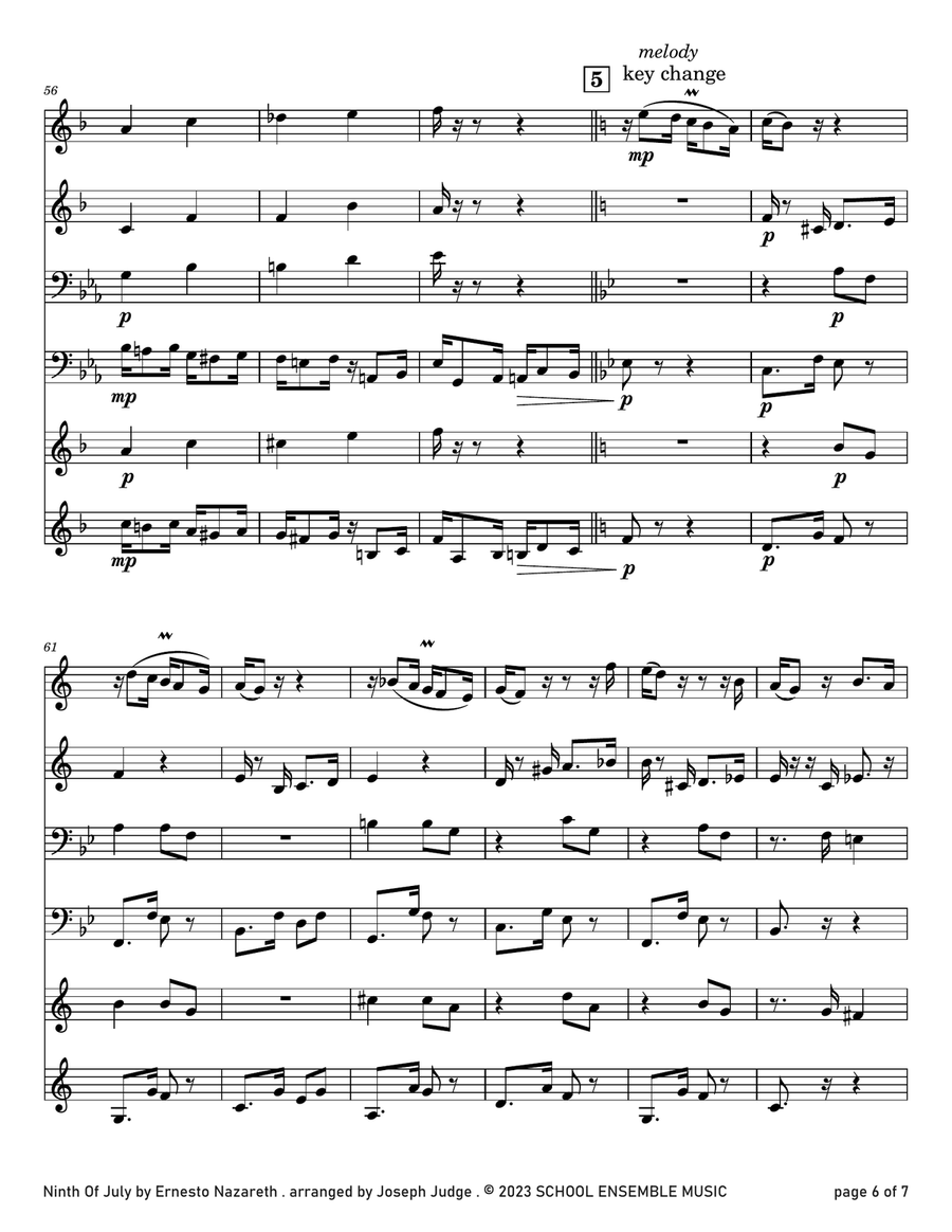 Ninth of July by Nazareth for Brass Quartet in Schools Brass Quartet scores gallery preview page 6