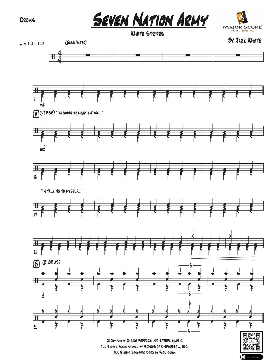 Seven Nation Army Drum Set scores gallery preview page 1